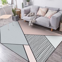 Carpets Fashion Nordic Geometric Grey Pink Colour Floor Mat Bedroom Bedside Rug Living Room Kitchen Plush Non-slip Carpet Custom Made