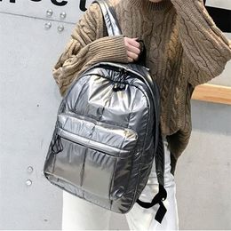 School Bags Fashion Space Padded Women Backpacks Winter Down Cotton for Teenager Designer Travel Bag Female Big Purses 220926