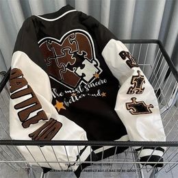 Mens Jackets Spring and Autumn Vintage Embroidered Baseball Uniform Womens Loose Trendy Street Couples Top 220928