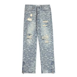 HOJOS Jeans 2023 Autumn and Winter Man's Hip Hip Hop Zipper Flipe Jeans casual
