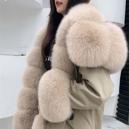 Womens Fur Faux Parka Winter Detachable Rex Rabbit Liner Oversized Collar MidLength Coat Women 220927