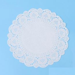 Mats Pads 100Pcs Disposable Oil-Absorbing White Lace Paper Hollow Cake Box Liner Packaging Pad Baking Tools Accessories W Drop Deliv Dhmss