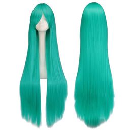 100CM 39"inch Straight Mint Green Synthetic Wigs Hair Long Cosplay Party Wigs