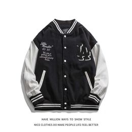 Herrenjacken 2021 NEUE MODE Frühling Herbst LA Stickerei Damen Baseballjacke Herrenmantel Unisex Paar Varsity Bomber Boyfiend Style T220926