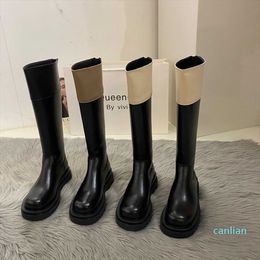 Boots Thick Soled Small Crowd Color Matching Long Sleeve Cavalry Boots Women s Motorcycle boots