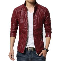 Men's Leather Faux Leather Brand Mens Fashion Leather Jacket Men's Collar Slim Biker Jacket High Quality Men's Coat Solid Colour Jacket Size 5XLS 220927