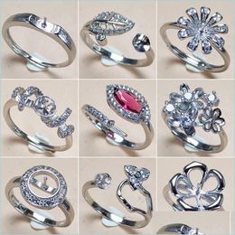 Jewellery Settings 9 Styles Diy Pearl Rings Accessories S925 Sier Gem Ring Settings For Women Adjustable Blank Fashion Jewellery Drop Del Dhtbl