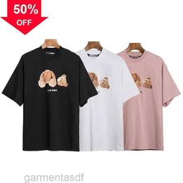 Men's T-shirts Angel T-shirts Palm Trendy Decapitated Teddy Bear Print T-shirt Loose Men's and Women's Wear Letter Short Sleeve Mrs59