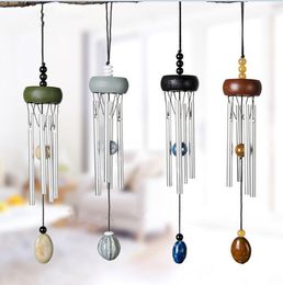 Wood Aluminium Tube Pendants Creative Mini Metal Wind Chime Home and Car Winds Chimes Pendant Decoration Craft Gifts RRB15877