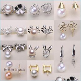 Jewellery Settings 18 Styles New Pearl Earrings Settings S925 Sterling Sier Stud Diy Earring For Women Fashion Jewellery Wedding Drop Del Dh3Ix