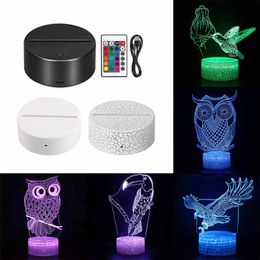 LED Base Light Set Owl Bird Eagle 3D Design Night Lights 16 Colors Remote 7 Colors Touch For Decoration