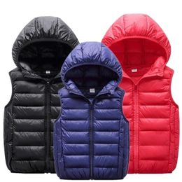 Waistcoat Teenagers Children Warm Autumn Winter Light Down Jacket Vests For Boys Girls Parent-Child Coat Waistcoat Kids Outerwear Hooded 220927