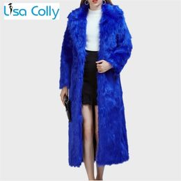 Womens Fur Faux Women Winter Coat Overcoat Luxury Long Sleeve Thick Warm Jacket Slim Black s Fluffy 220927