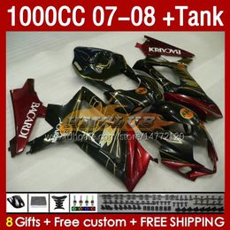 Kit & Tank Fairings For SUZUKI GSXR1000CC GSXR 1000 CC 1000CC 07-08 Bodywork 158No.143 GSXR-1000 GSXR1000 K7 07 08 Body GSX R1000 GSX-R1000 2007 2008 Fairing BACARDI bats