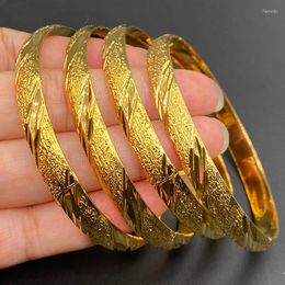 Bangle 8mm Ethiopian Bracelets Dubai Bangles For Women Middle East Saudi Arabia African Gold Wedding Bridal Jewelry Gift