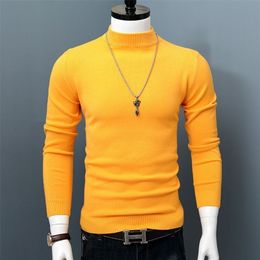 Men's Sweaters Men Autumn Winter Korean Pure Half Turtleneck Pullover Male Slim Warm Thick Cashmere Knitting Sweater Pullovers N27 220928