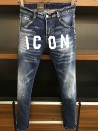 Mens Luxury Designer Jeans Skinny Ripped Cool Guy Causal Destroy Denim Slim Fit Jeans Men Washed Pants