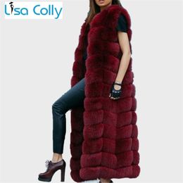 Womens Fur Faux Lisa Colly Fashion Winter Super Long Vest Women Luxury ry Slim Woman Fake Coat Jacket Outwear 220927