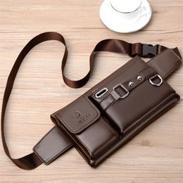 Waist Bags Brand Men's Leather Male Fanny Pack Shoulder Chest for Phone Hip Sack Man Belt Pouch Murse Banana Bum 220926