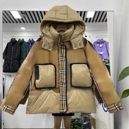 22ss womens down jacket burb designer hoodie winter warm Parka coat plaid stitching hooded jackets women casual zipper cardigan on Sale