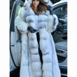 Women's Fur Faux Winter Longer Warm Coat Sleeve women's Hooded all-in-one S-XXXXXL 220927