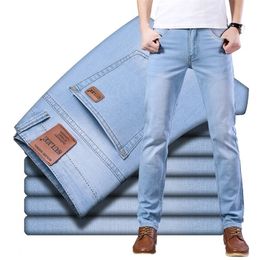 Men's Jeans Sulee Brand Top Classic Style Men Spring Summer Business Casual Light Blue Stretch Cotton Denim Male Trousers 220927