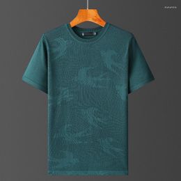 Men's T Shirts 2022 Summer Men's Thin Ice Silk Knitted T-shirt Male Loose Sweater Tops Men Short Sleeve Round Neck Tees A202