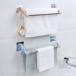 Bathroom Storage Organisation Hand Towel Holder Double S Bars No Punching Stainless Steel Trace Viscose Mtifunction Hanger Towels Dr Dha6Y