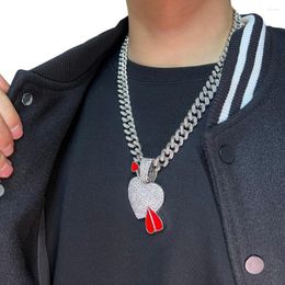 Chains ULJ Full Diamond One Arrow Through The 3 Heart Pendant Iced Out Hip Hop Man Woman Accessories Necklace Jewelry