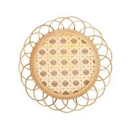 Mats Pads Minimalist Hand-Woven Bamboo Rattan Coasters Lace Design Boho Handmade For Living Room Drop Delivery 2021 Home Garden Kitc Dhlke