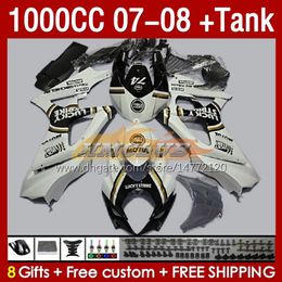 & Tank Fairings For SUZUKI GSXR-1000 K7 GSXR 1000 CC GSXR1000 2007 2008 Bodys 158No.87 1000CC GSX-R1000 2007-2008 Bodywork GSX R1000 07 08 Full Fairing Kit Lucky white