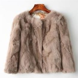 Women's Fur Faux Real Rabbit Coat Short Korean Style Slim /jacket XXXL Size Women s and Jackets Winter 220927