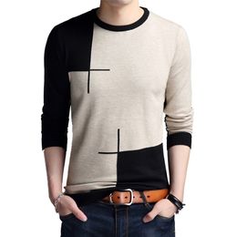 Men's Sweaters BROWON Men Brand Sweater Spring Autumn Men's Longsleeved Sweate Oneck Edited Knit Shirt Thin Hitcolored Slim Sweaters Men 220928