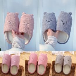 Slippers NonSlip Floor Slides Warm Couple for Bedroom Women Indoor Plush Soft Cute Bear Cotton Slipper Shoes 220926