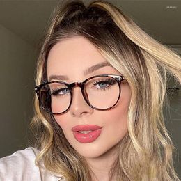 Sunglasses Frames Fashion Leopard Round Glasses Frame Luxury Designer Anti-Blue Light Computer Protection Eyeglasses Without Diopter