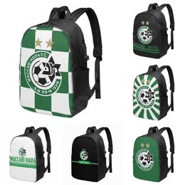 School Bags Maccabi Haifa Fc Travel Laptop Backpack Bookbag with USB Port College Computer for Women Men Student 220926