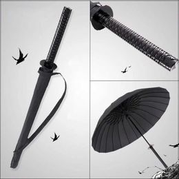 Creative Long Handle Large Windproof Samurai Sword Umbrella Japanese Ninja-like Sun Rain Straight Umbrellas Automatic Open 0928