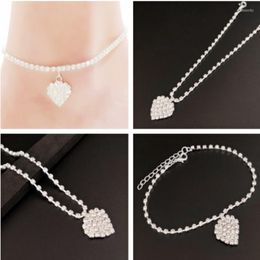 Anklets Fashion Sexy Heart-shaped Diamond Anklet Beach Accessories Party Gift 1 Piece