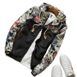 Men's Jackets 2021 Spring Men Floral Jacket Slim Fit Flowers Pilot Jacket Coat Men's Hooded Jackets Big Yards Coat Size M-5XL T220926