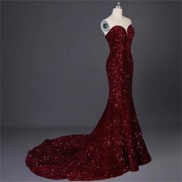 Special Occasion Dresses Red Sexy Tube Top Sequin Party Dress Fishtail Small Trailing MY22021031