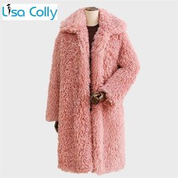 Womens Fur Faux Women Winter Thick Coat Jacket Long Sleeve Turn Collar Outwear Ladies Lamb Wools Overcoat 220927
