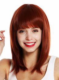 Wig women short dress plain large stepped bangs copper red wig