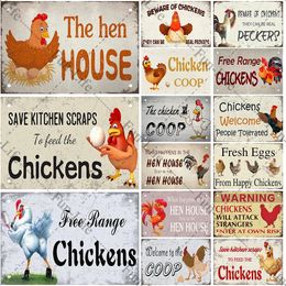 Chicken Vintage Metal Painting Tin Signs Rooster Hen Retro Metal Poster Plate Plaque Farm Home Wall Decor W36 30X20CM 1602