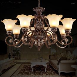 Pendant Lamps Luxury Europe Resin Chandelier Lighting Living Room Lamp E27 Socket Well Package Lustres Para Quarto