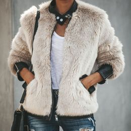 Women's Leather Faux Women Winter Warm Fleece Plush Coat Jacket Tops Ladies Fur Long Sleeve Oversize Outwear 220928