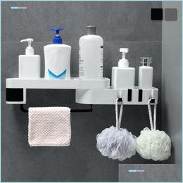 Bathroom Storage Organisation Rack Waterproof Wall Mounted Kitchen Bath Drain Organiser Shampoo Holder Shelf Hanging Basket Towel Dr Dhfxz