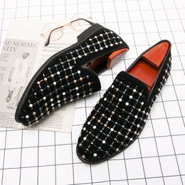 Men's Luxury Colourful Rhinestone Brogues Suede Round Toe Fashion Everyday Business Shoes Loafers Various Size