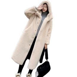 Women's Fur Faux Winter Jacket Women High Quality Rabbit Coat Luxury Long OverCoat Thick Warm Large Size Female Plush Coats 220927