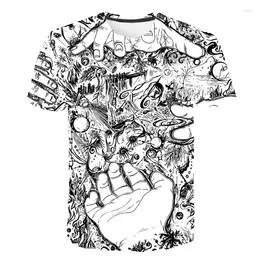 Men's T Shirts Cartoon 3D Print T-shirt Oversized Shirt Men Clothing Funny Hand Short Sleeve Casual Tops O-Neck Tee