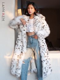 Womens Fur Faux LANMREM Imitation Coat Black Spot Leopard Pattern Long Length Loose Winter Luxury Warm Clothing Female 2R6300 220927